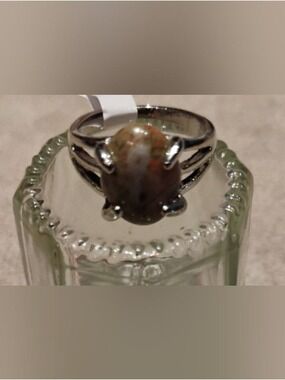Jasper Gemstone Silver Plated- Size 8